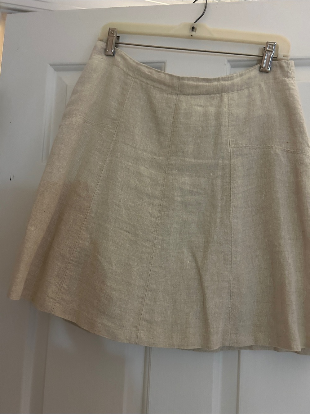 LOFT Cream A-Line Linen Skirt